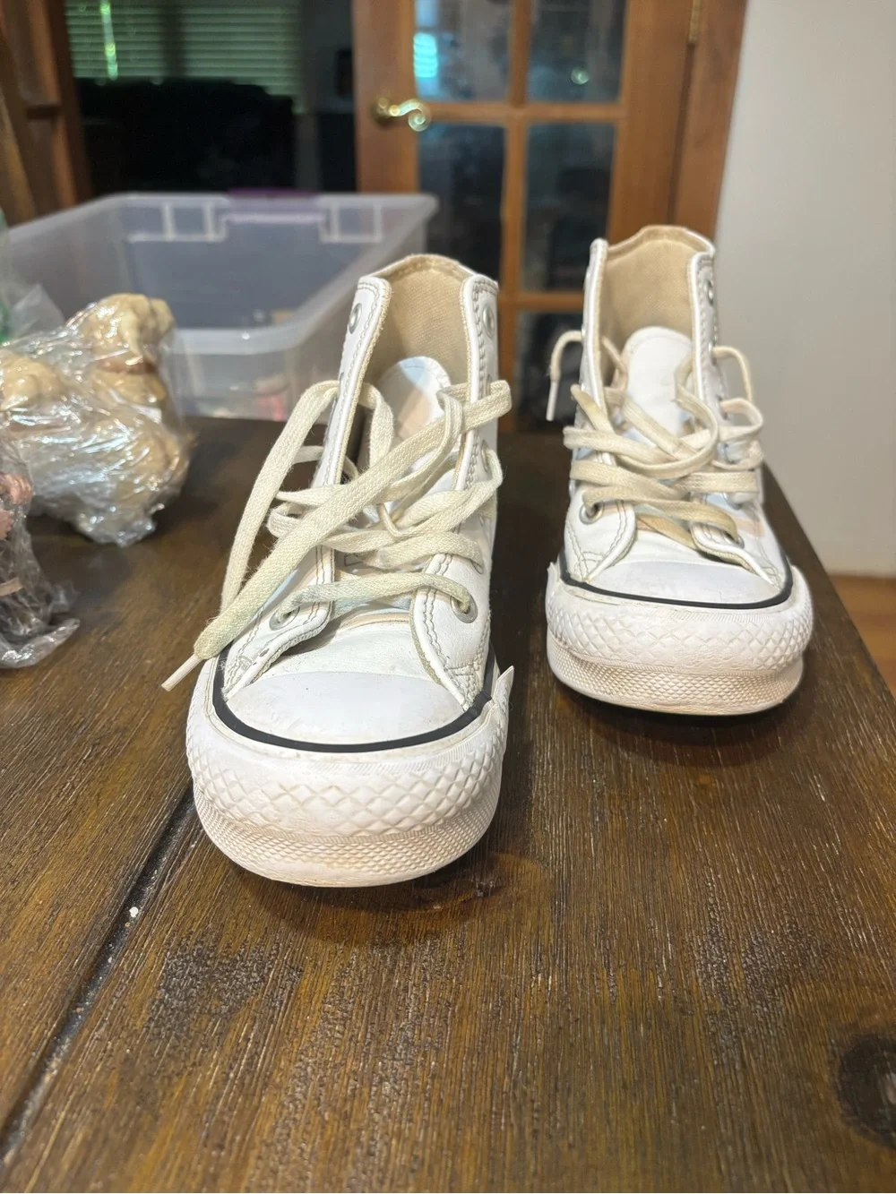 Kids White High-Top Canvas Sneakers - Classic Style